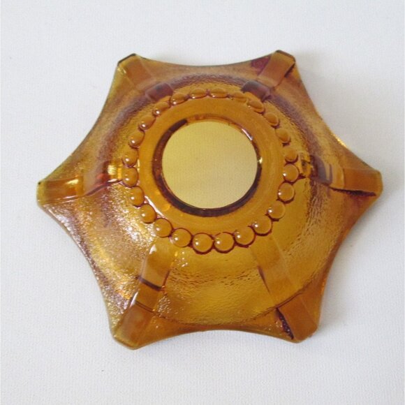 Vintage Amber Glass Fairy Light Chinese Pagoda Candle Holder Possibly LE Smith - Picture 10 of 11